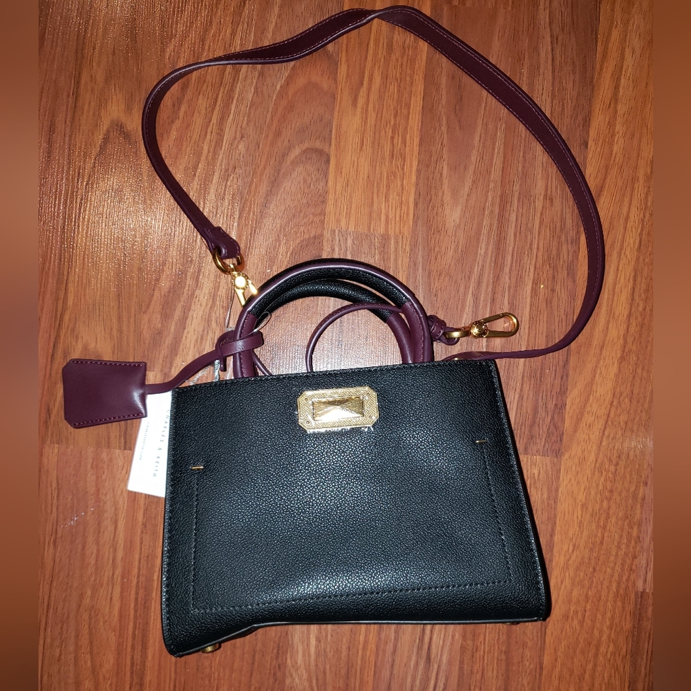 BRAND NEW! Charles & Keith Classic Two-Toned Structured Bag black and purple